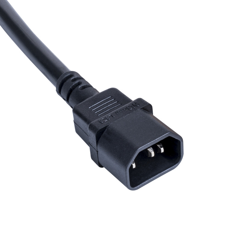 Kabel adapter zasilający Akyga AK-PC-13A IEC C14 – gniazdo CEE 7/3 (Schuko), miedź 3 x 0,75 mm², 1 m, czarny