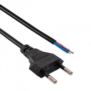 Kabel zasilający z wolnym końcem Akyga AK-OT-04A CEE 7/16 (Europlug), miedź 2 x 0,5 mm², 1,5 m, czarny