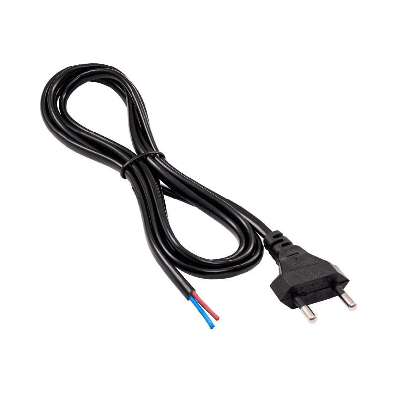 Kabel zasilający z wolnym końcem Akyga AK-OT-04A CEE 7/16 (Europlug), miedź 2 x 0,5 mm², 1,5 m, czarny