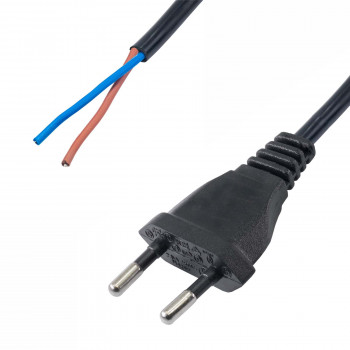 Kabel zasilający z wolnym końcem Akyga AK-OT-05A CEE 7/16 (Europlug), miedź 2 x 0,75 mm², 1,5 m, czarny