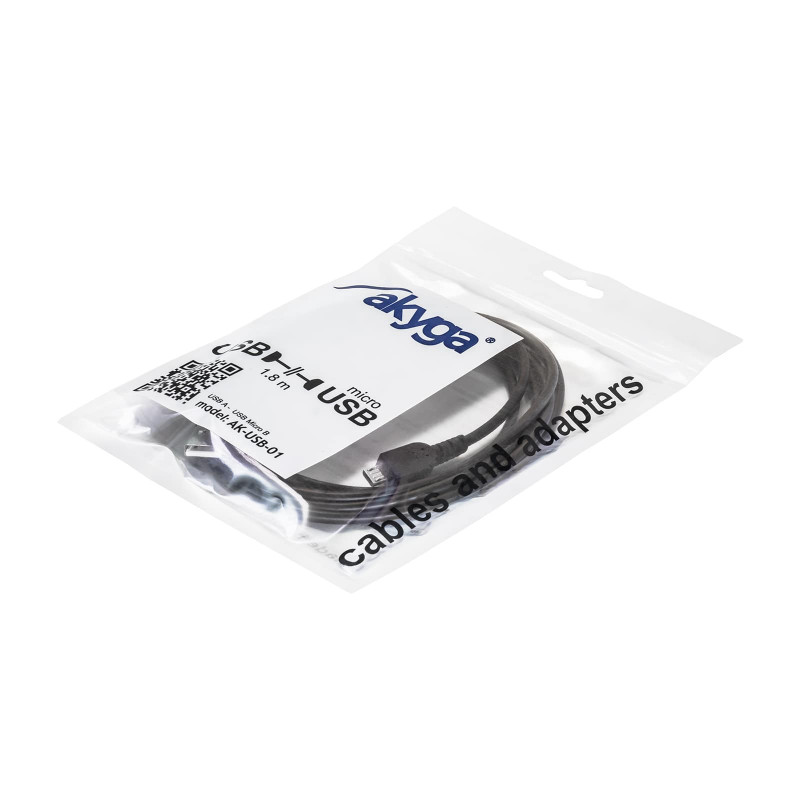 Akyga AK-USB-01 kabel USB 2.0 USB-A (M) do Micro USB-B (M), 1,8 m, czarny
