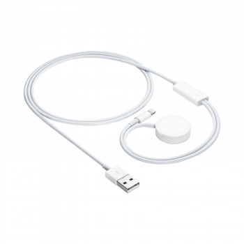Akyga AK-SW-43 kabel ładujący do Apple Watch Ultra 2 / Series 9/8/7/6/5/4/3/2/1 ze złączem Lightning, USB, 1 m, biały