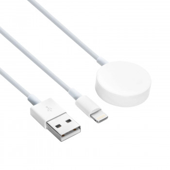 Akyga AK-SW-43 kabel ładujący do Apple Watch Ultra 2 / Series 9/8/7/6/5/4/3/2/1 ze złączem Lightning, USB, 1 m, biały