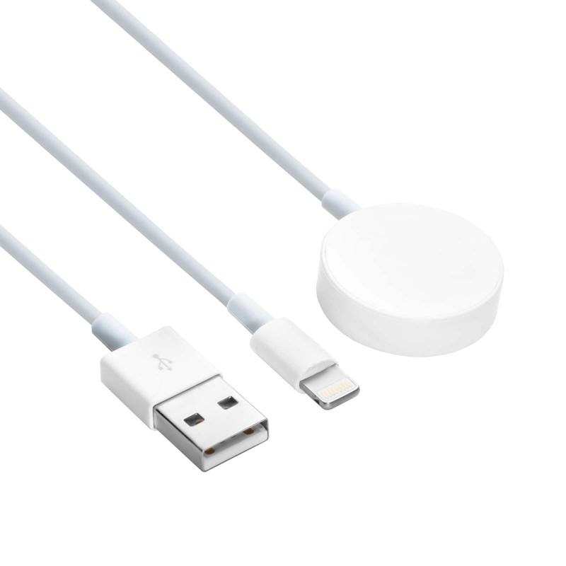 Akyga AK-SW-43 kabel ładujący do Apple Watch Ultra 2 / Series 9/8/7/6/5/4/3/2/1 ze złączem Lightning, USB, 1 m, biały