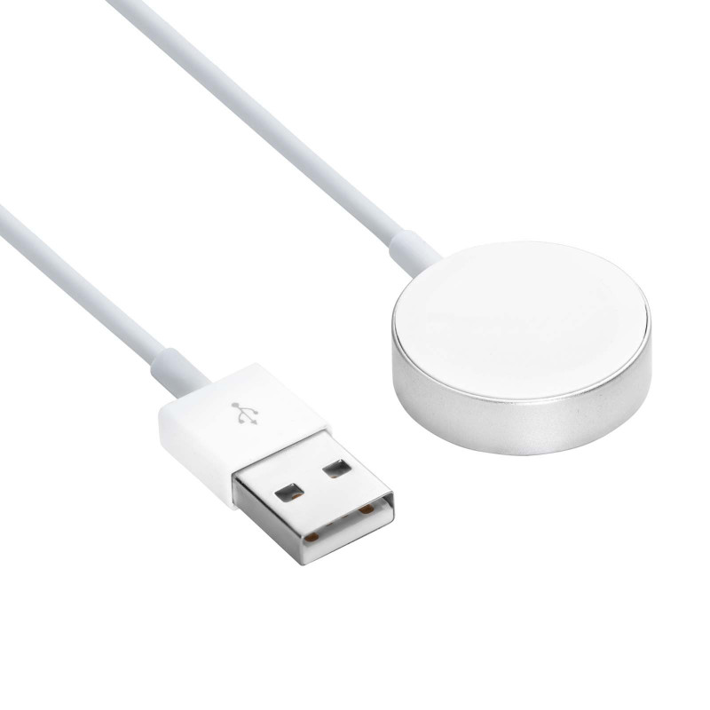 Akyga AK-SW-44 kabel ładujący do Apple Watch Ultra 2 / Series 9/8/7/6/5/4/3/2/1, stop aluminium, USB, 1 m, biały