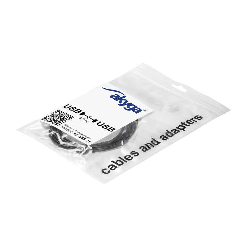 Akyga AK-USB-19 kabel przedłużający USB 2.0 USB-A (M) do USB-A (F), 3 m, czarny