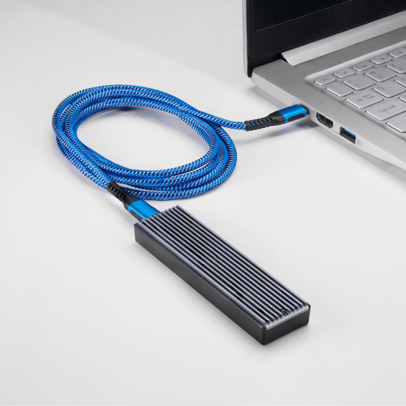 Kabel USB-C – USB-C w oplocie Akyga AK-USB-36, USB 2.0, 100 W, 0,5 m, niebieski