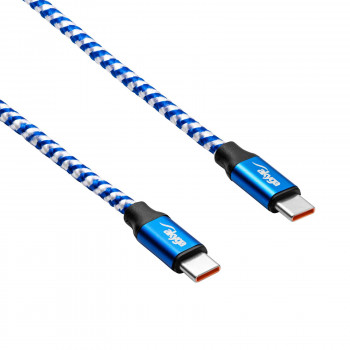 Kabel USB-C – USB-C w oplocie Akyga AK-USB-37, USB 2.0, 100 W, 1 m, niebieski