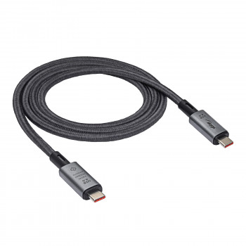 Kabel USB-C – USB-C w oplocie Akyga AK-USB-45, USB4, 40 Gb/s, 240 W, 1 m, szary