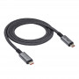 Kabel USB-C – USB-C w oplocie Akyga AK-USB-45, USB4, 40 Gb/s, 240 W, 1 m, szary