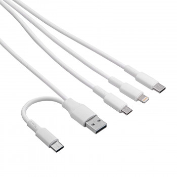 Akyga AK-USB-52 kabel USB USB-A + USB-C do Micro-USB + USB-C + Lightning, 1,2 m
