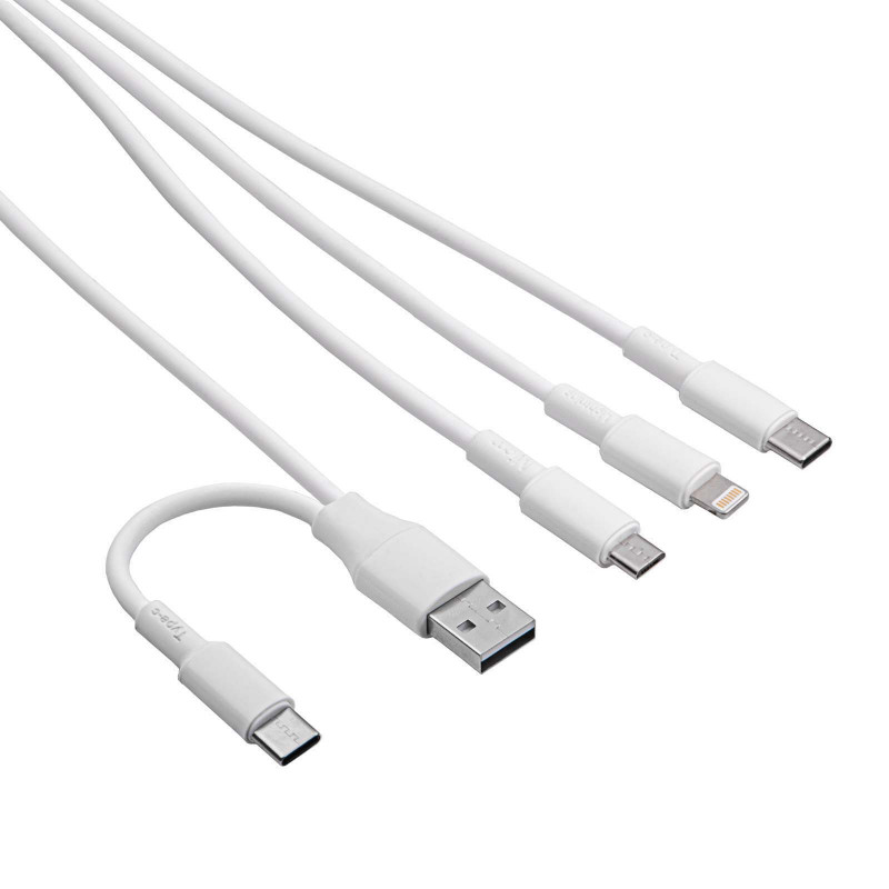 Akyga AK-USB-52 kabel USB USB-A + USB-C do Micro-USB + USB-C + Lightning, 1,2 m
