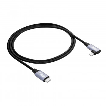 Kabel USB-C – Lightning w oplocie z wtykiem kątowym Akyga AK-USB-56, USB 2.0, 30 W, 1 m, czarny