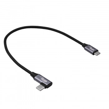 Kabel USB-C – USB-C w oplocie z wtykiem kątowym Akyga AK-USB-53, USB 2.0, 60 W, 0,3 m, czarny