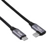 Kabel USB-C – USB-C w oplocie z wtykiem kątowym Akyga AK-USB-53, USB 2.0, 60 W, 0,3 m, czarny