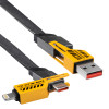Kabel 4w1 w oplocie Akyga AK-USB-57 USB-A/USB-C – USB-C/Lightning, USB 2.0, 65 W, 1 m, szary