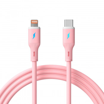 Akyga AK-USB-71 kabel silikonowy USB-C do Lightning, USB 2.0, 30 W, 1 m, różowy