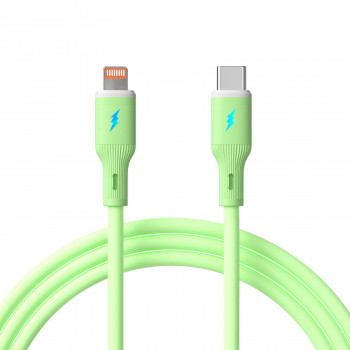 Akyga AK-USB-73 kabel USB-C do Lightning z silikonu, USB 2.0, 30 W, 1 m, zielony