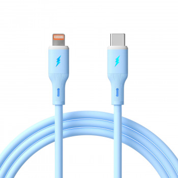 Akyga AK-USB-72 kabel silikonowy USB-C do Lightning, USB 2.0, 30 W, 1 m, niebieski