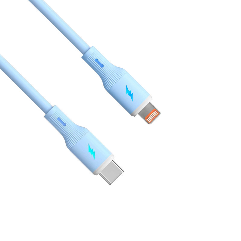 Akyga AK-USB-72 kabel silikonowy USB-C do Lightning, USB 2.0, 30 W, 1 m, niebieski