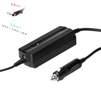 Akyga AK-ND-33 samochodowy zasilacz do laptopa 19,5 V / 3,34 A, 65 W, 7,4 x 5,0 mm + pin, do laptopów Dell