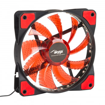 Akyga AW-12E-BR wentylator obudowy 120 mm, 33 czerwone diody LED, Molex, czarny