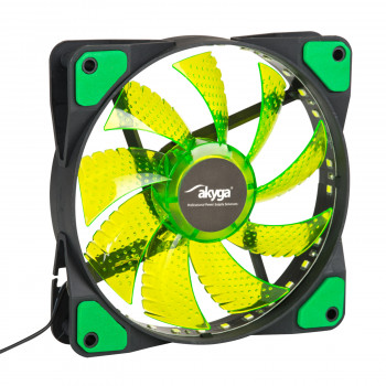 Akyga AW-12E-BG wentylator obudowy 120 mm, 33 zielone diody LED, Molex, czarny
