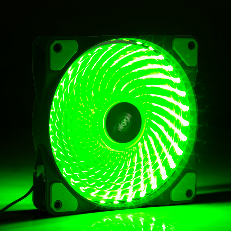 Akyga AW-12E-BG wentylator obudowy 120 mm, 33 zielone diody LED, Molex, czarny