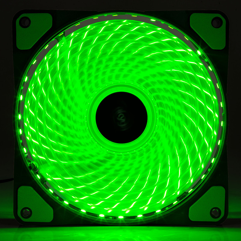 Akyga AW-12E-BG wentylator obudowy 120 mm, 33 zielone diody LED, Molex, czarny
