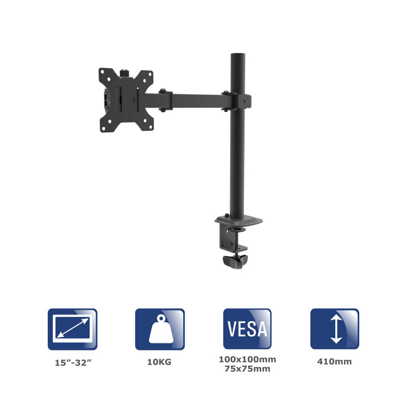 Uchwyt biurkowy na jeden monitor Akyga AK-MB-01, 15-32", do 10 kg, VESA 75/100, czarny