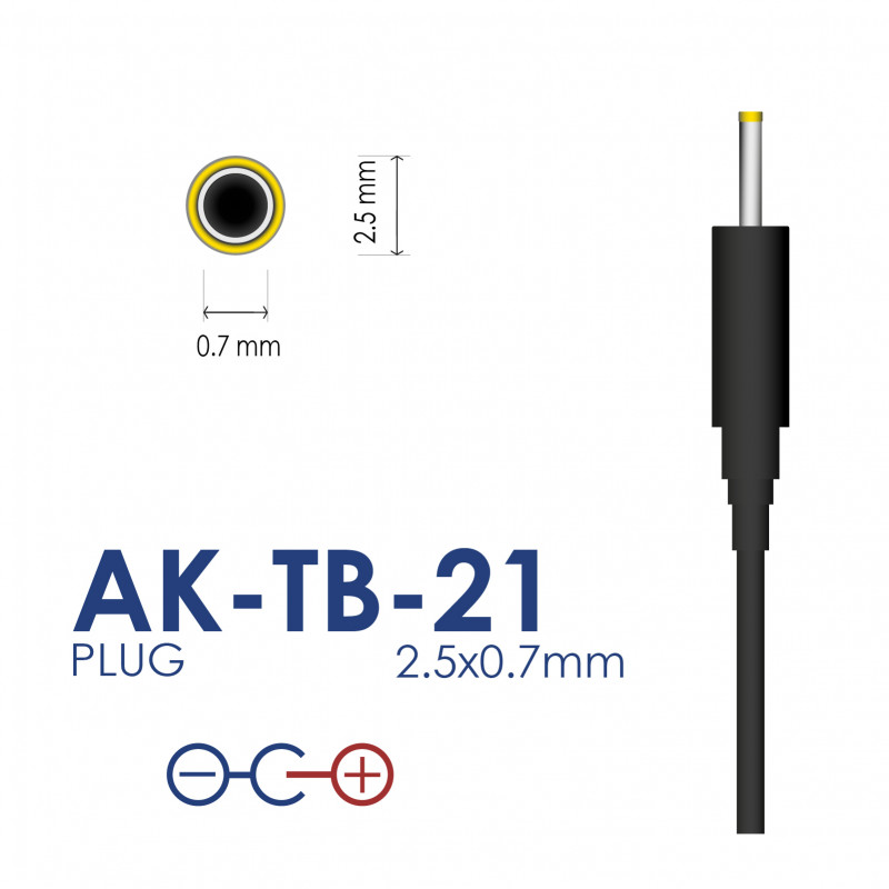 Akyga AK-TB-21 uniwersalny zasilacz sieciowy 5 V / 2 A 10 W, DC 2,5 x 0,7 mm, 1,5 m, czarny