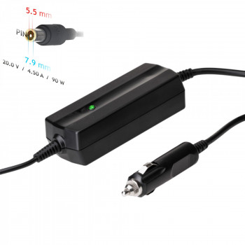 Akyga AK-ND-39 samochodowy zasilacz do laptopa 20 V / 4,5 A, 90 W, 7,9 x 5,5 mm + pin, do laptopów Lenovo