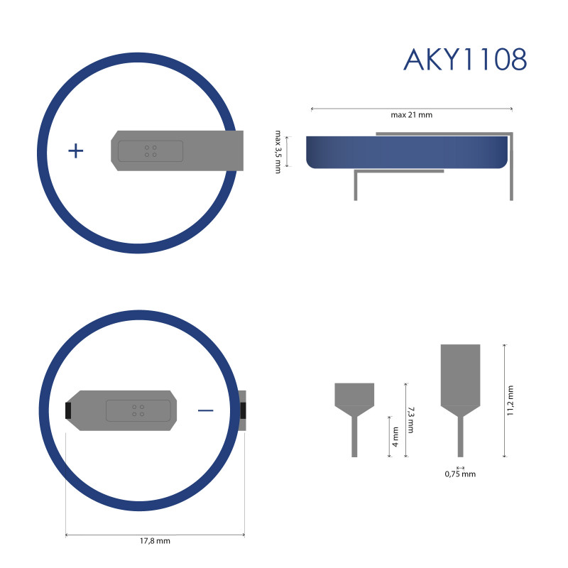 Bateria litowa Akyga AKY1108 CR2032 HP2C 3 V 210 mAh z 2 pinami, rozstaw 17,8 mm (THT)