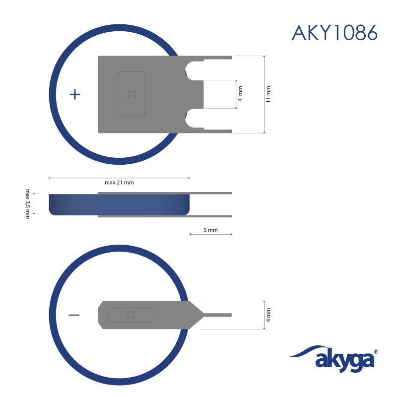 Bateria litowa Akyga AKY1086 CR2032 PP3A 3 V 210 mAh z 3 pinami, raster 4 mm (THT)