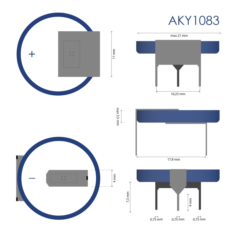 Bateria litowa Akyga AKY1106 CR2032 HP3B 3 V 210 mAh z 3 pinami, rozstaw 15,2 mm (THT)