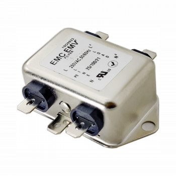 Akyga EN2010-1-F jednofazowy filtr EMI, 1 A, 120-250 V AC, 50/60 Hz, złącza 6,3 mm