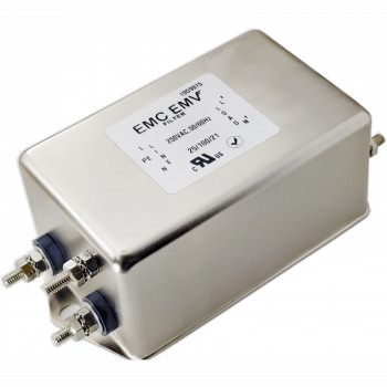 Akyga EN2020-30-S jednofazowy filtr EMI, 30 A, 120-250 V AC, 50/60 Hz, zaciski śrubowe M4