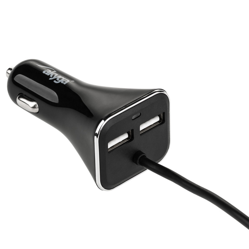 Ładowarka samochodowa 12/24V Akyga AK-CH-10 45W 4x USB-A 5V / 9A modularna czarna