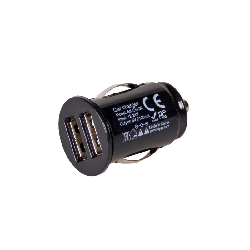 Ładowarka samochodowa 12/24V Akyga AK-CH-02 10.5W 2x USB-A 5V / 2.1A czarna