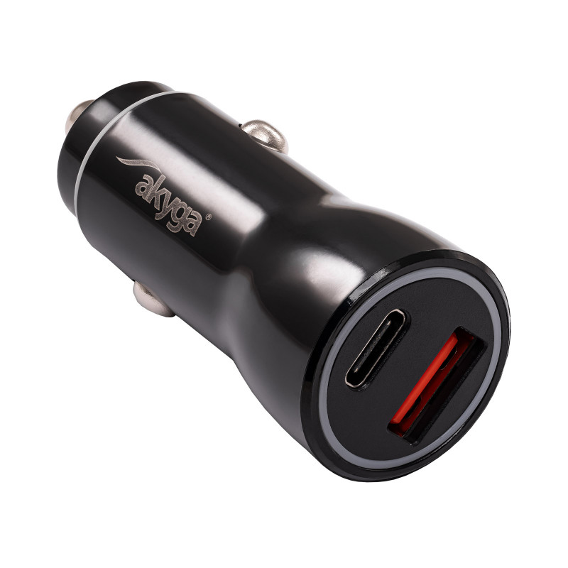 Ładowarka samochodowa 12/24V Akyga AK-CH-16 36W USB-A + USB-C PD Quick Charge 3.0 5-12V / 1.5-3A czarna