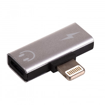 Akyga AK-AD-64 adapter Lightning (m) na 2x Lightning (f), srebrny