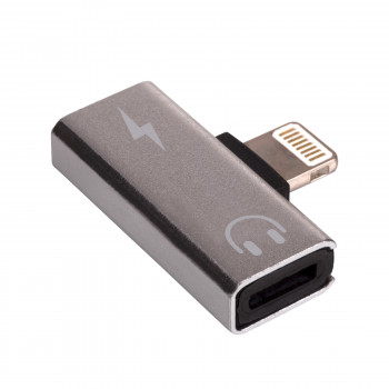 Akyga AK-AD-64 adapter Lightning (m) na 2x Lightning (f), srebrny
