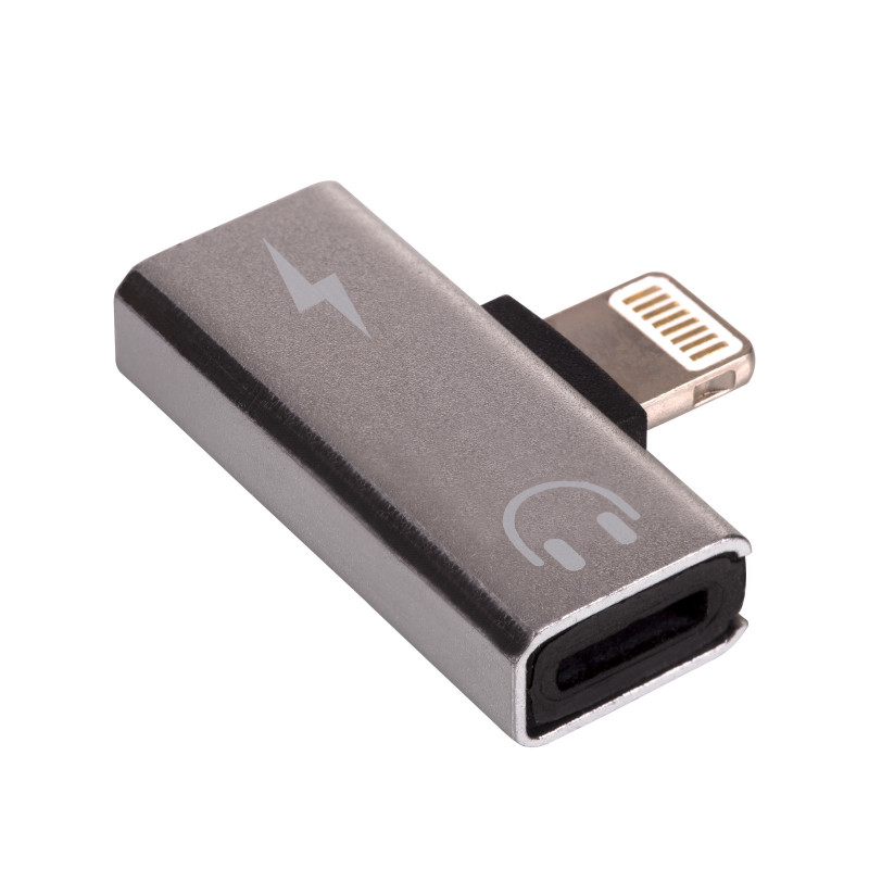 Akyga AK-AD-64 adapter Lightning (m) na 2x Lightning (f), srebrny