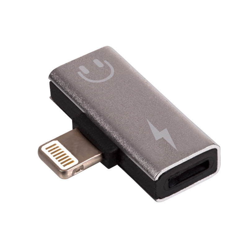 Akyga AK-AD-64 adapter Lightning (m) na 2x Lightning (f), srebrny