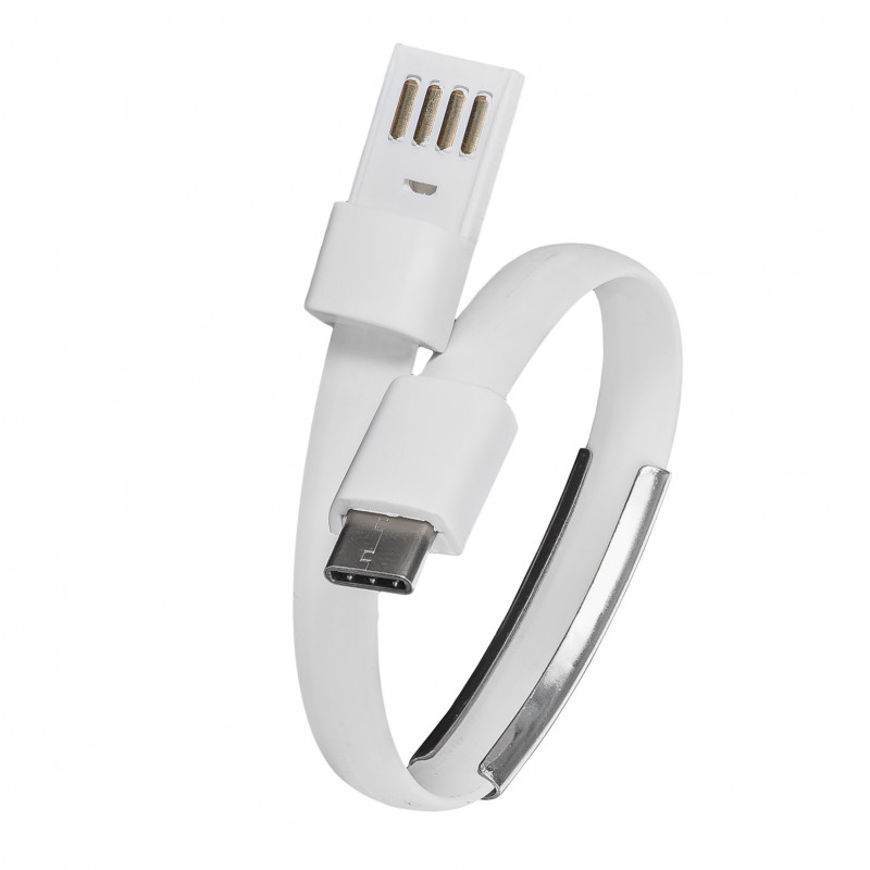 Akyga AK-AD-47 kabel USB w formie opaski, USB-C (m) / USB-A, USB 2.0, 23 cm, biały