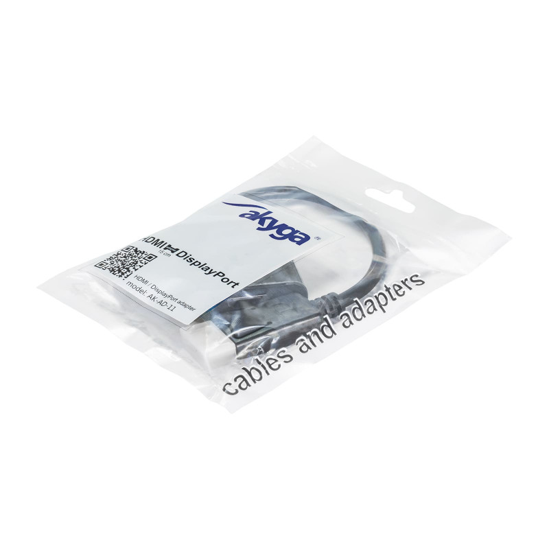 Adapter konwerter z kablem Akyga AK-AD-11 DisplayPort wtyk – HDMI gniazdo, 15 cm, czarny