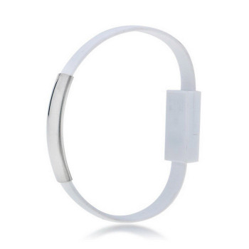 Akyga AK-AD-34 kabel USB w formie opaski, micro USB-B (m) / USB-A, USB 2.0, 23 cm, biały
