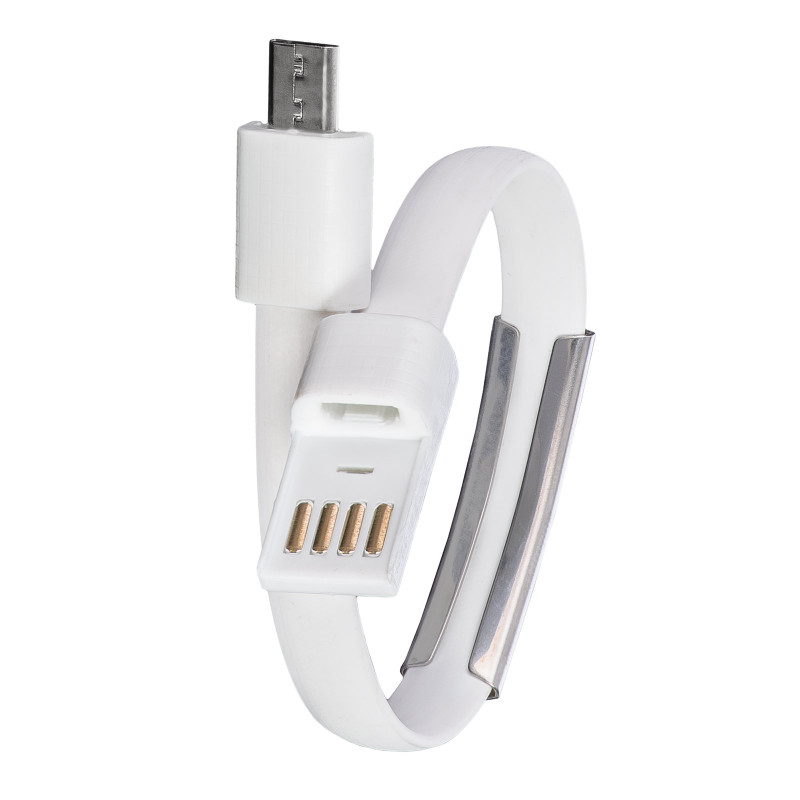 Akyga AK-AD-34 kabel USB w formie opaski, micro USB-B (m) / USB-A, USB 2.0, 23 cm, biały