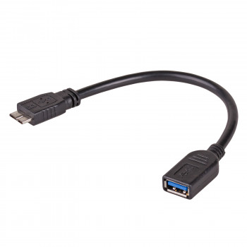 Akyga AK-AD-30 adapter OTG z kablem USB-A 3.0 (gniazdo) – Micro-USB 3.0 (wtyk), 15 cm, czarny