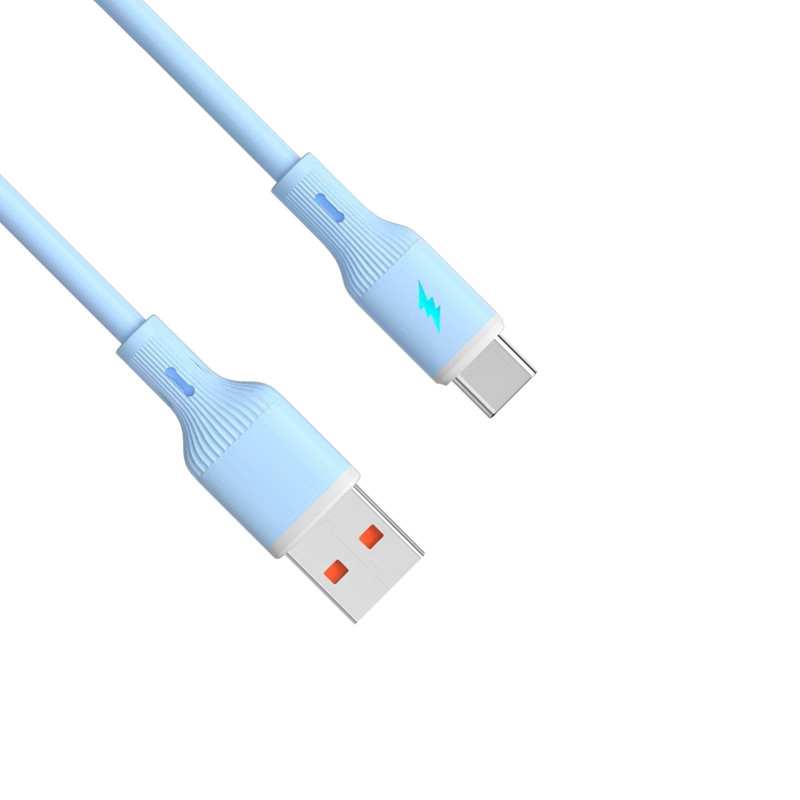 Akyga AK-USB-63 kabel USB-A (m) / USB-C (m), USB 2.0, 18W, 1 m, niebieski, silikonowy